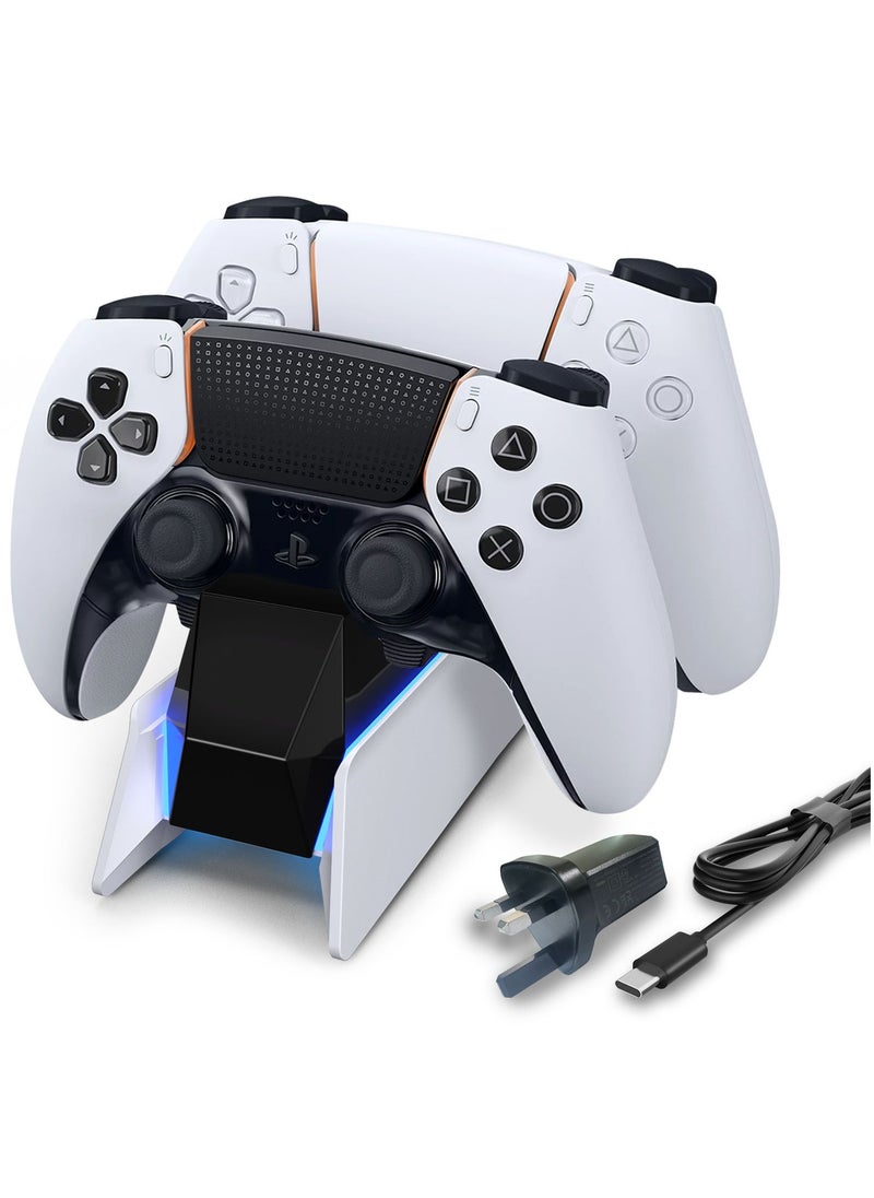afbptek PS5 Controller Charger, PS5 Controller Charging Station Dock, Fast Dual Charging for Dualsense, Playstation 5 Controller with Wireless Controller Accessories, Blue LED ON/Off Automatically  - Image 1