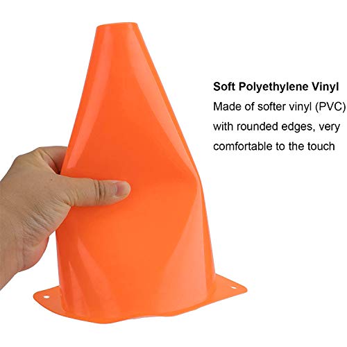 Bekith 12 Pack 12.5 Inch Plastic Traffic Cones with Racing Chequered Flags, Orange Agility Sports Cones, Thick Soccer Training Cones for Outdoor Activity, Festive Events, Fitness Training - Image 5