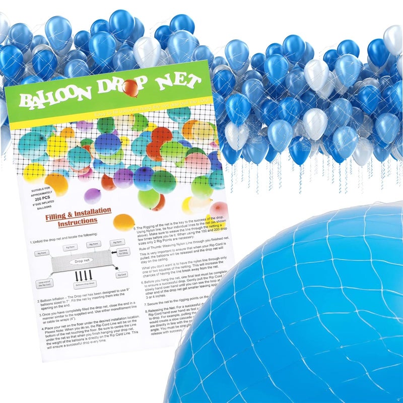 Could Spark 8Ft Balloon Drop Net for Weeding Gender Reveal Balloon Transport Bags Ceiling Release Net Holds 100 Balloons Festive Netting Accessory for Birthday New Years Eve Celebrations Christmas Decorations - Image 3