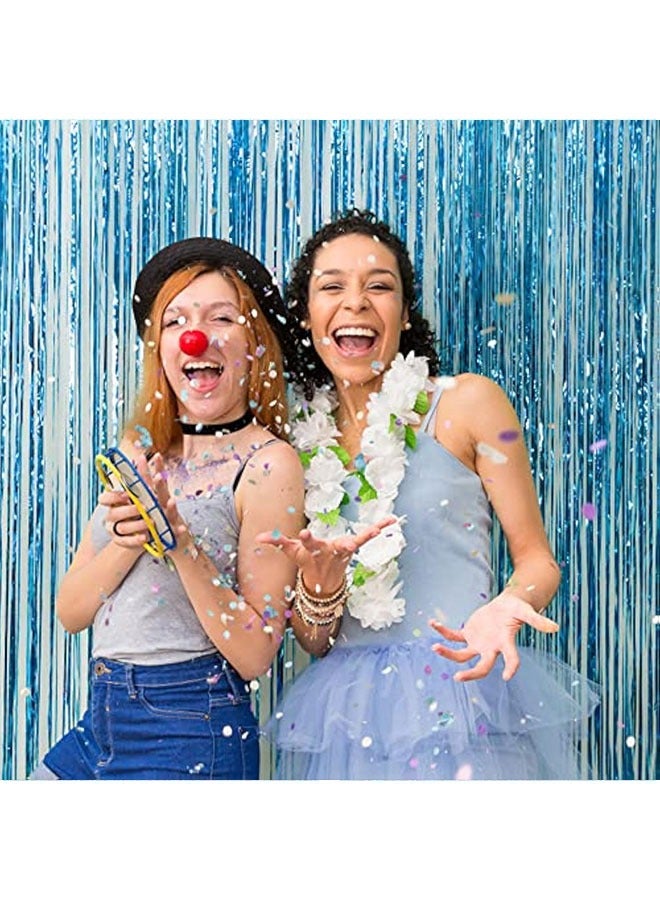 2 حزمة الزرقاء Streamers ديكورات الحزب الهامش خلفية المحيط موضوع الحزب Tinsel ورق ستارة خلفية براقة الزرقاء عيد ميلاد الطفل دش البكالوريت ديكورات الإمدادات - Image 5
