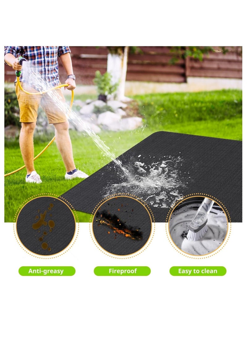 والالا وسادة شواء قابلة للطي وإعادة الاستخدام ومقاومة للماء والزيت ومقاومة للحريق على الوجهين، وسجادة حفرة النار، وحماية أرضية الشواء، وسجادة مدفأة داخلية، وسجادة شواء، وسجادة جمر للشواء لحفرة النار. - Image 4