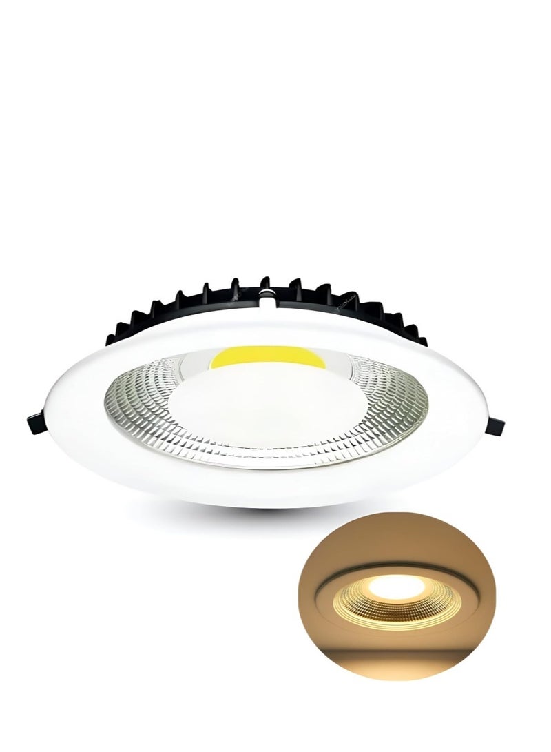 مصباح سقف LED COB مدمج 15 وات - مصباح سقف أبيض دافئ، عاكس مضاد للتوهج، وحدة إضاءة موفرة للطاقة للمنزل والمكتب والقاعة وغرفة المعيشة - سهل التركيب، طويل العمر - Image 1