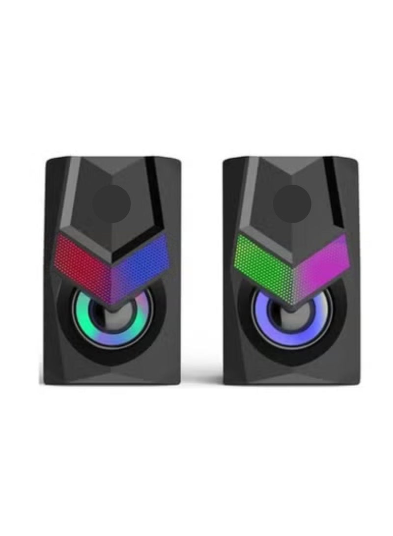 Terabyte DHE-6000 WIRED SPEAKER RGB BACKLIGHT AUDIO PLAYER MULTIMEDIA STEREO MINI 360 SURROUND SOUND SUBWOOFER (BLACK) - Image 1