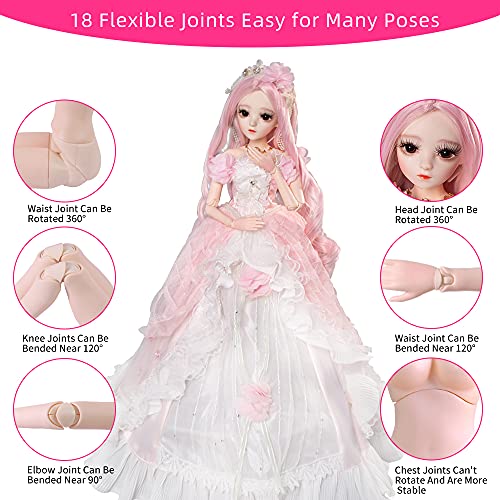 UCanaan دمية BJD من UCanaan 13 دمية SD 24 بوصة 18 مفصل دمية DIY ألعاب مع ملابس زي أحذية باروكة شعر مكياج أفضل هدايا للكريسماس عيد ميلاد - Image 5