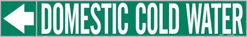 Brady 20425 Economy Pipe Markers-To-Go, B-736, 1" Height X 8" Width, White On Green Self-Sticking - Plastic Film, Legend "Domestic Cold Water" - Image 2