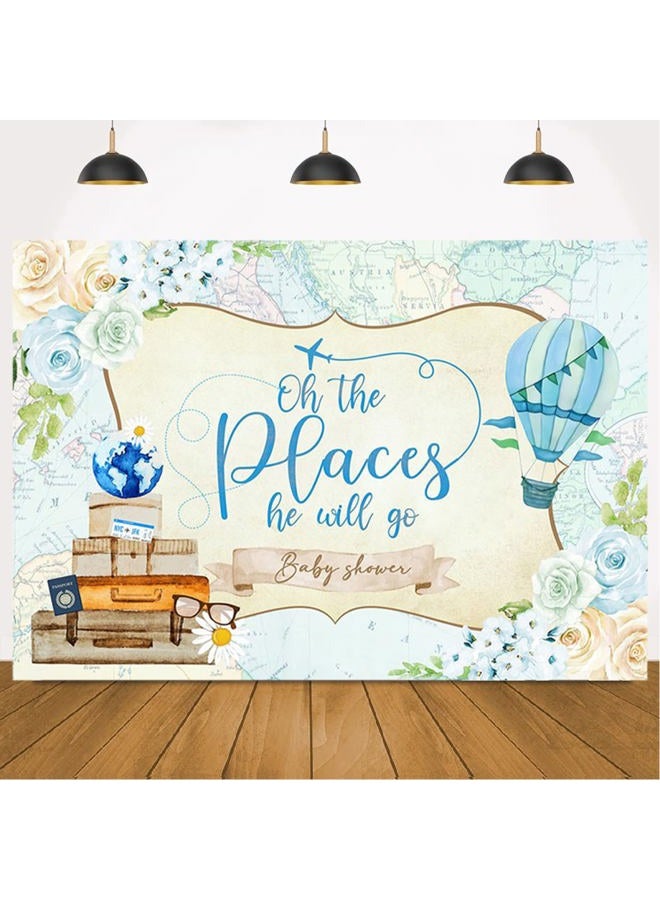 Travel Adventure Awaits Backdrop Oh The Places You'll Go Baby Shower Photo Backdrops Awaits Adventure Map Background Graduation Baby Shower 1st Birthday Portrait Party Background,7x5ft  - Image 4