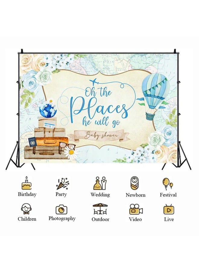 Travel Adventure Awaits Backdrop Oh The Places You'll Go Baby Shower Photo Backdrops Awaits Adventure Map Background Graduation Baby Shower 1st Birthday Portrait Party Background,7x5ft  - Image 3
