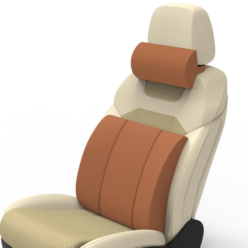 RIPOSEV Falcon Lumber Orthopedic Full Lumbar Support for Chair & Car Seat Backrest Cushion for Back Pain Relief - Back Rest Support Back Support Pillow Memory Foam Cushion, (Tan) - Image 1