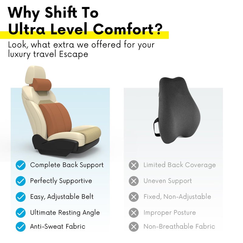 RIPOSEV Falcon Lumber Orthopedic Full Lumbar Support for Chair & Car Seat Backrest Cushion for Back Pain Relief - Back Rest Support Back Support Pillow Memory Foam Cushion, (Tan) - Image 2