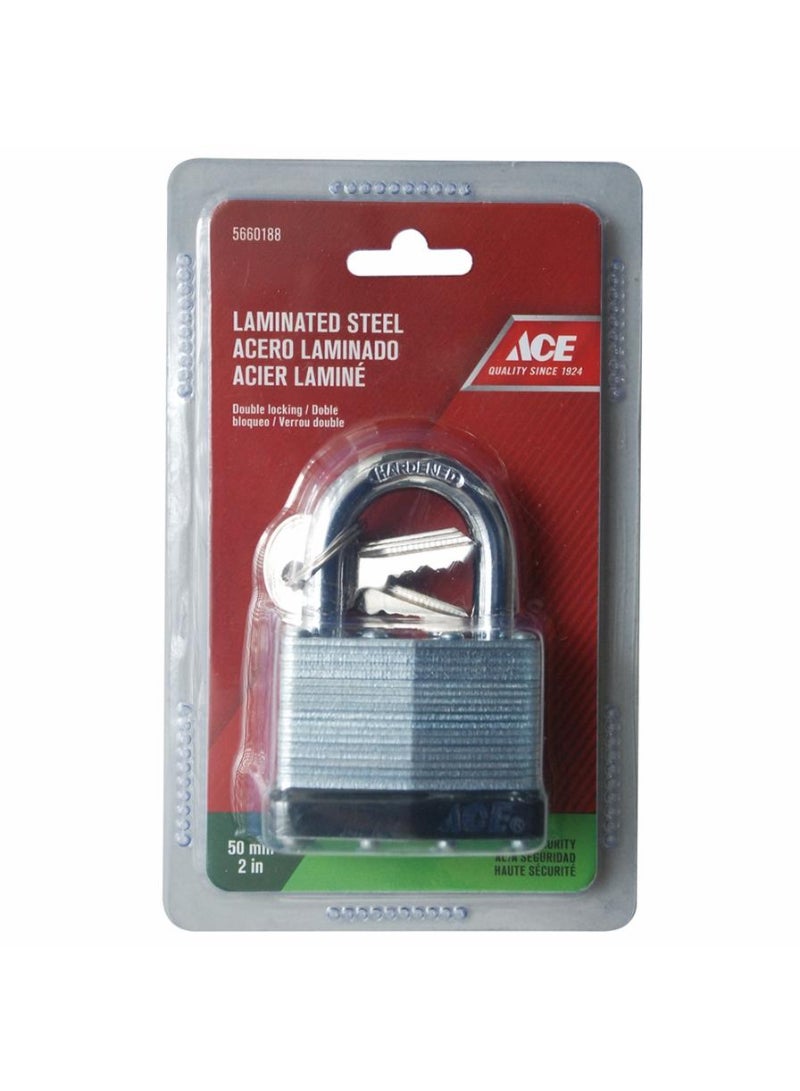 ACE Laminated Steel Padlock W Keys 5 cm