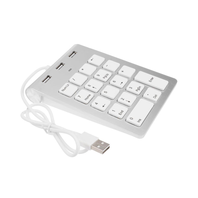 Silver Zinc Alloy USB Numeric Keypad Mechanical Number Keyboard With Hub For Laptop Desktop - Image 2