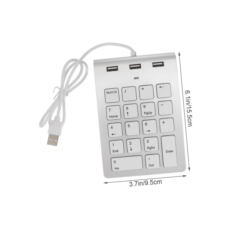 Silver Zinc Alloy USB Numeric Keypad Mechanical Number Keyboard With Hub For Laptop Desktop - Image 3