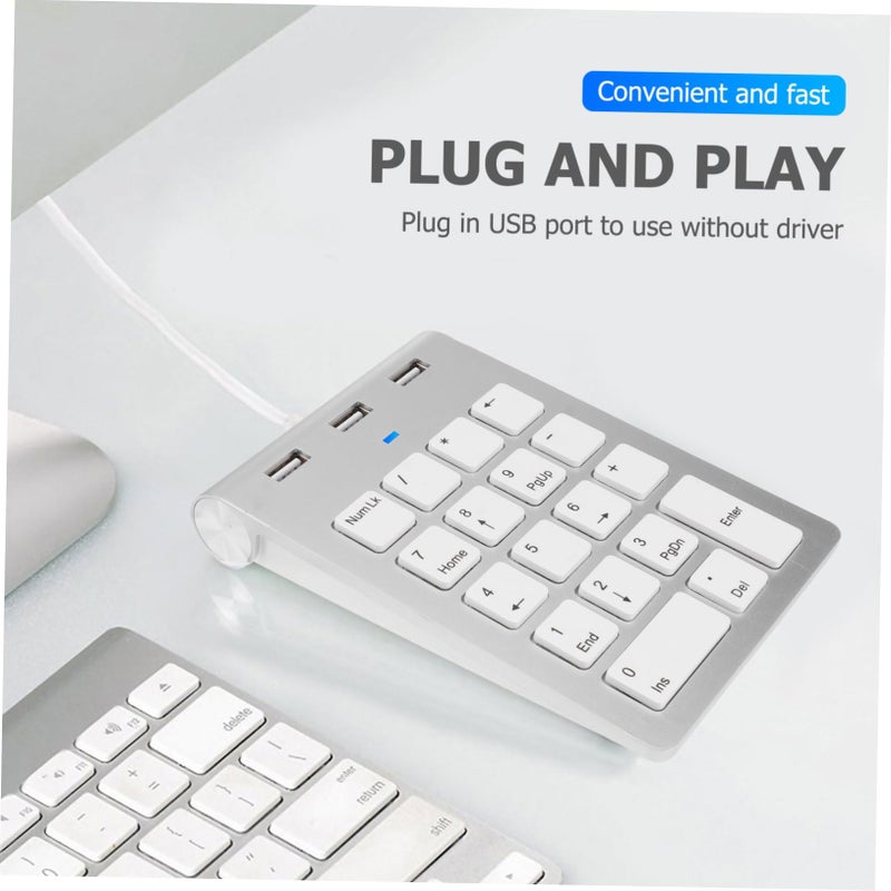Silver Zinc Alloy USB Numeric Keypad Mechanical Number Keyboard With Hub For Laptop Desktop - Image 4