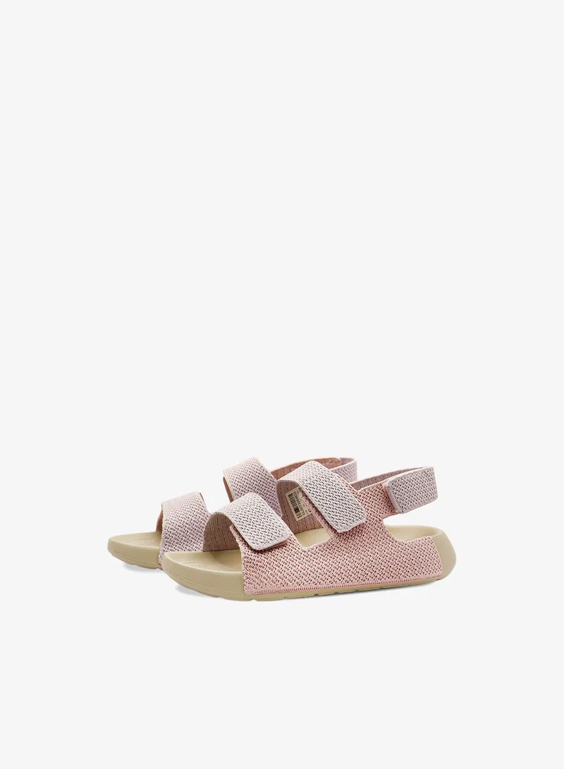 Duozoulu White/PLight Pink AQ Three-Strap Knit Kids Sandals – Comfortable Casual Sandals for Summer, Play & Everyday Wear  | Best Price UAE