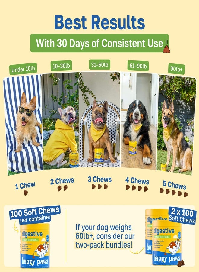 Happy Paws Digestive Supplement for Dogs, Supports Gut Health for Dogs of All Breeds & Ages, Made with Probiotics, Enzyme Blend & Ginger Root, Pumpkin Flavor, Organic, Non GMO, 100 Soft Chews - Image 5