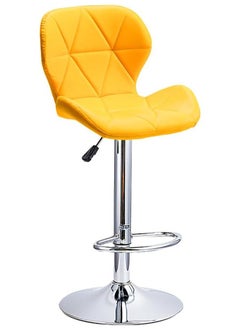 CityRiya-Long Height Adjustable Bar Stools PU Faux Leather Padded Swivel Barstools Modern Counter Height Chairs with Backrest and Footrest for Pub Kitchen Counter (Yellow, 1)  - Image 1