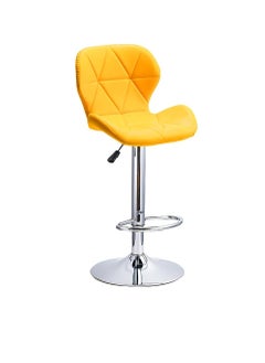 CityRiya-Long Height Adjustable Bar Stools PU Faux Leather Padded Swivel Barstools Modern Counter Height Chairs with Backrest and Footrest for Pub Kitchen Counter (Yellow, 1)  - Image 5