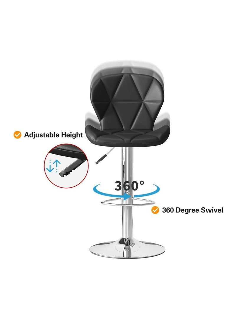 CityRiya-Long - Height Adjustable Bar Stools PU Faux Leather Padded Swivel Barstools Modern Counter Height Chairs with Backrest and Footrest for Pub Kitchen Counter (Yellow, 1) - Image 1