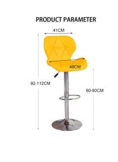 CityRiya-Long Height Adjustable Bar Stools PU Faux Leather Padded Swivel Barstools Modern Counter Height Chairs with Backrest and Footrest for Pub Kitchen Counter (Yellow, 1)  - Image 2