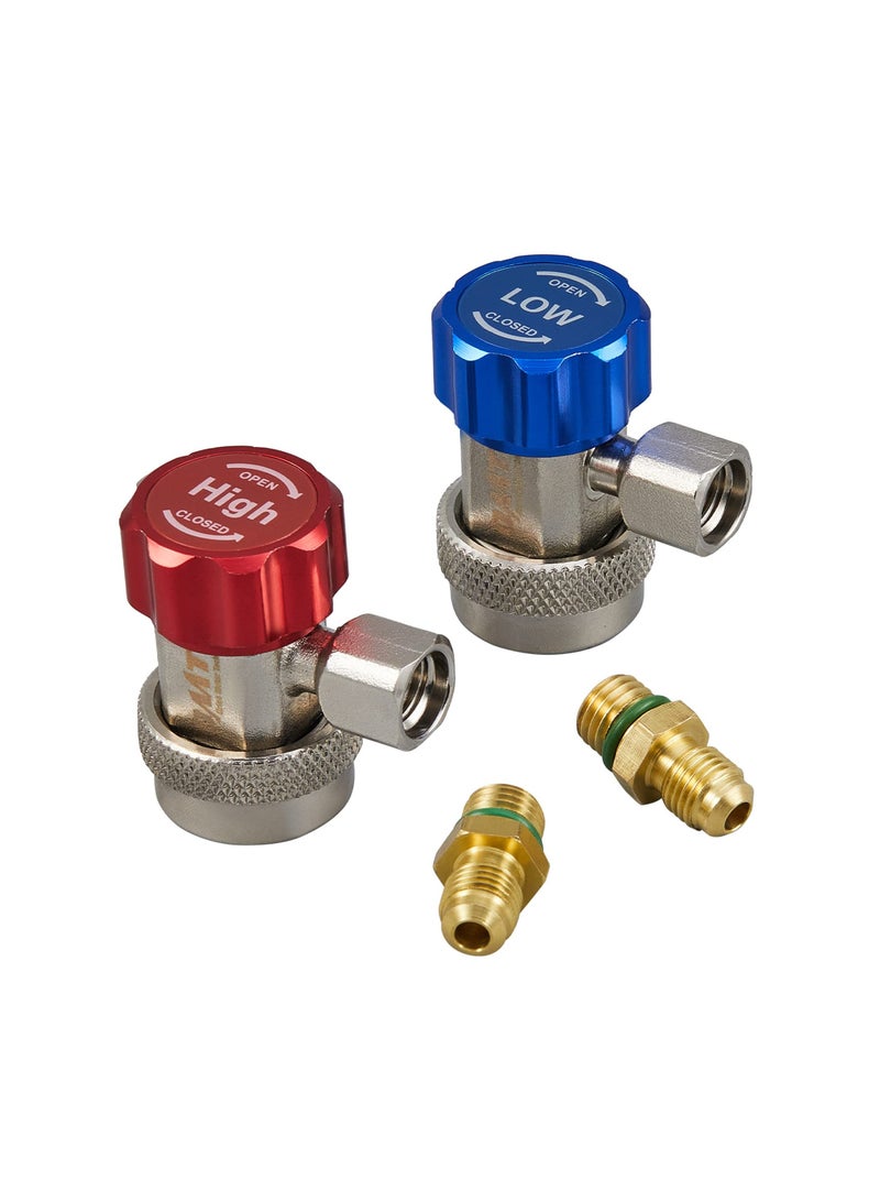 Adjustable R134a Quick Coupler Adapter for Car AC Systems - High and Low Pressure Connectors, AC Hose Fittings for Efficient Evacuation and Recharging of R134a Refrigerant. - Image 1