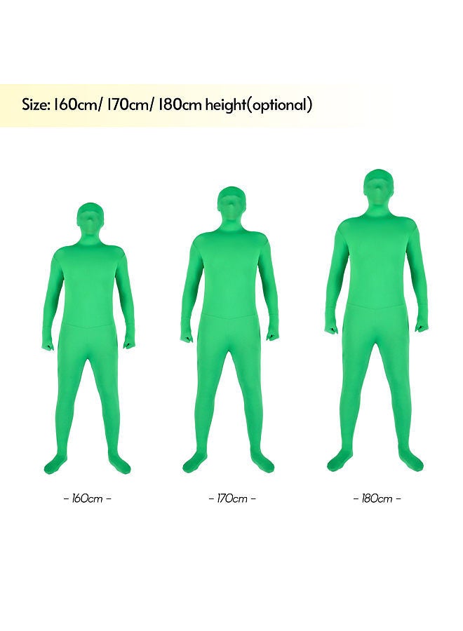 Full Body Photography Chromakey Green Suit Unisex Adult Green Bodysuit Stretch Costume for Photo Video Special Effect Festival Cosplay Carnival, 180cm/71in Height