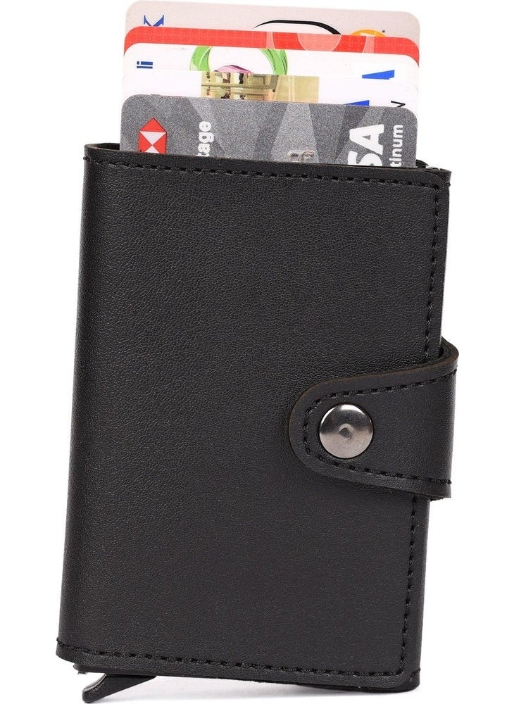 EMEK Vegan Leather Wallet Card Holder with Leather Mechanism  - Image 5