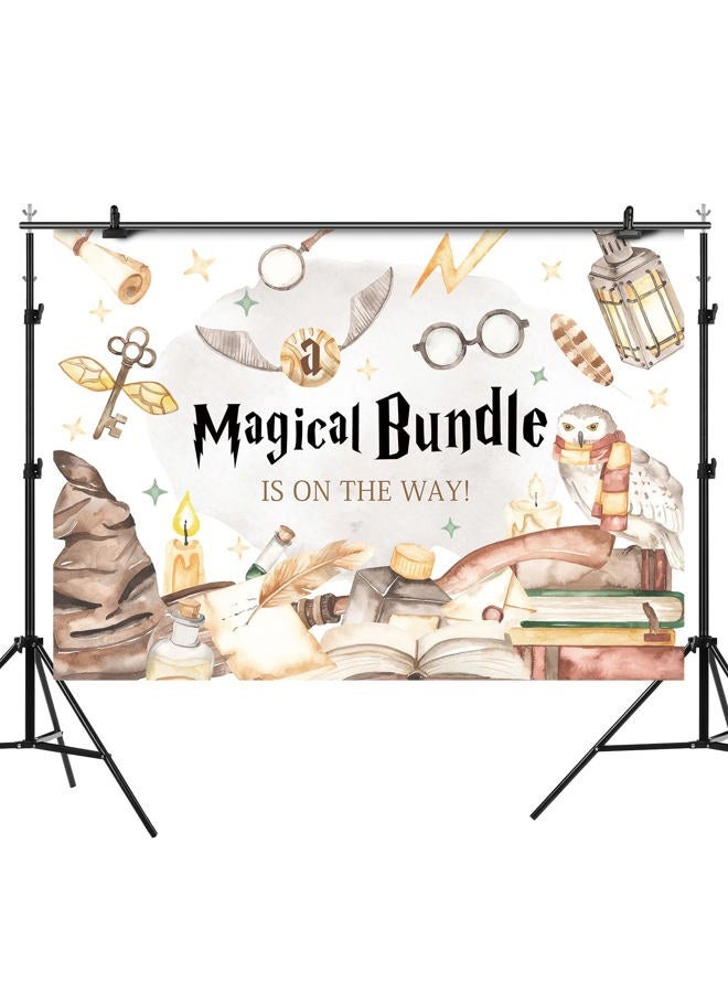 Rsuuinu Wizard Baby Shower Backdrop Magic Bundle Baby Shower Photography Background Magic School Baby Shower Backdrops for Kids Party Decorations Supplies Banner Photo Booth Studio Props 7x5ft - Image 2
