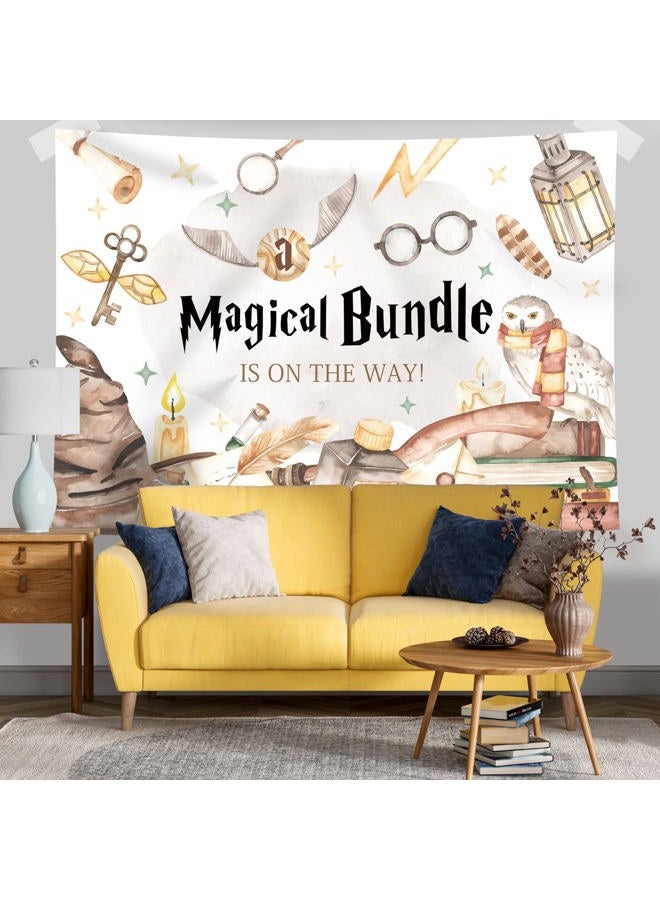 Rsuuinu Wizard Baby Shower Backdrop Magic Bundle Baby Shower Photography Background Magic School Baby Shower Backdrops for Kids Party Decorations Supplies Banner Photo Booth Studio Props 7x5ft - Image 4