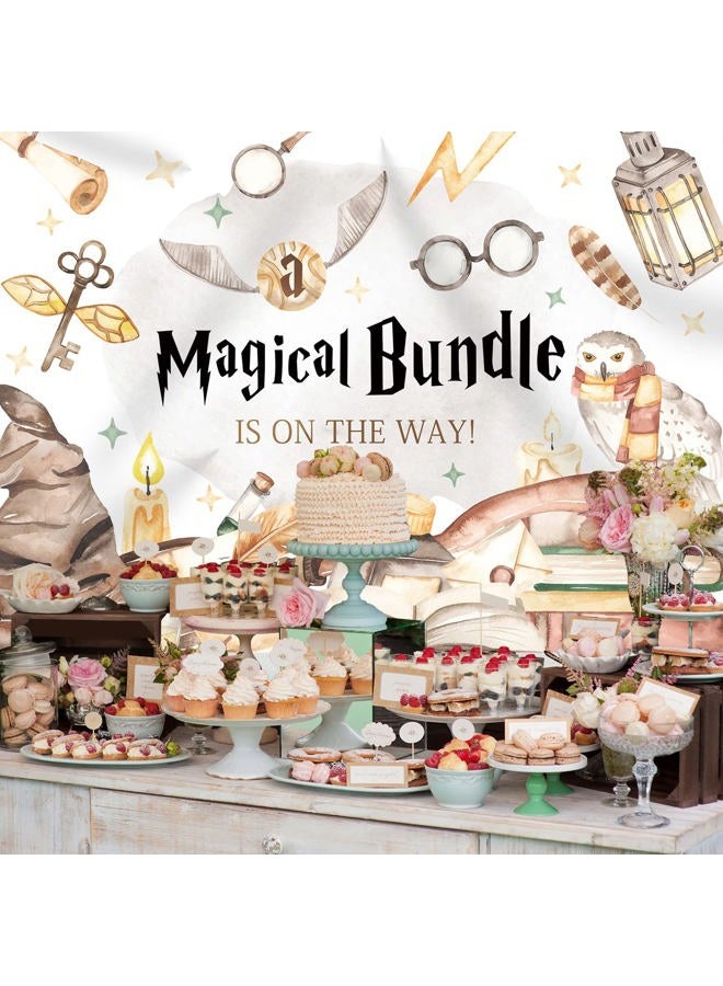 Rsuuinu Wizard Baby Shower Backdrop Magic Bundle Baby Shower Photography Background Magic School Baby Shower Backdrops for Kids Party Decorations Supplies Banner Photo Booth Studio Props 7x5ft - Image 5