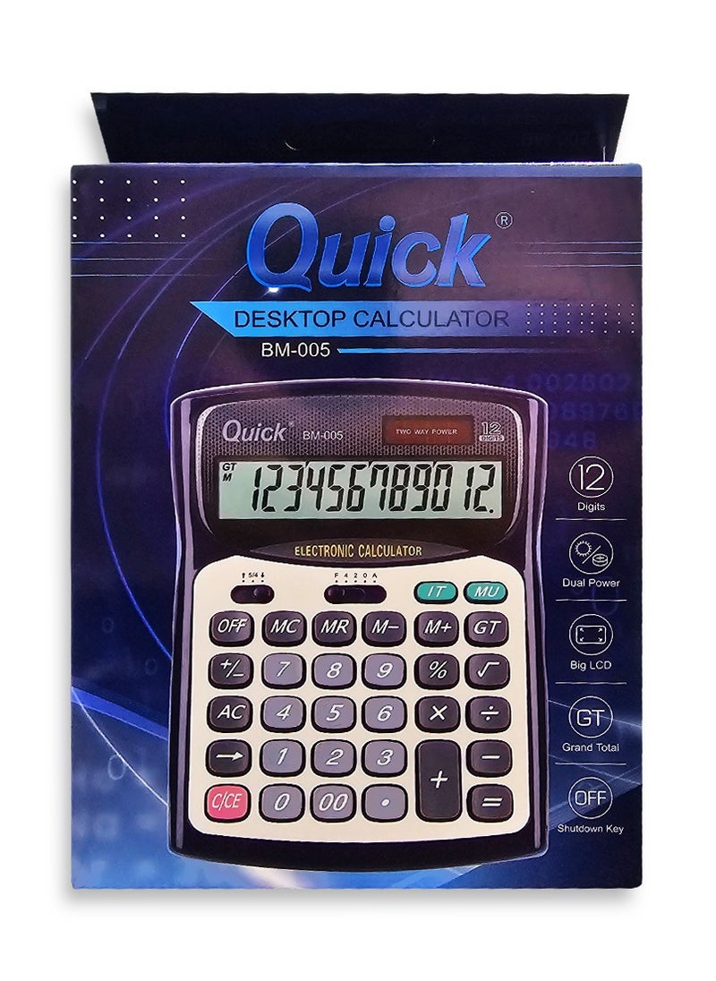 Generic - Scientific calculator, for solving easy and complex calculations BM-005, 12-digit desktop electronic calculator with dual power and metal plate, for offices, accountants and personal use at home or school - Image 1