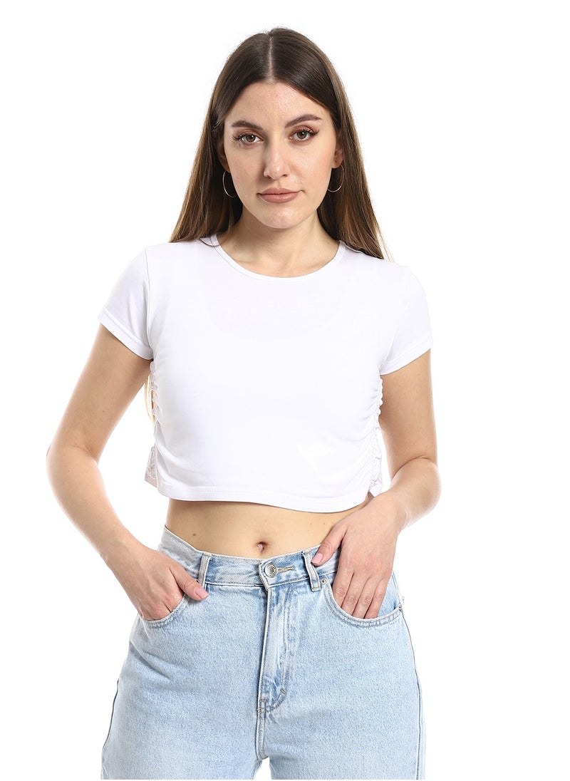 MERCH - White crop top - Image 1
