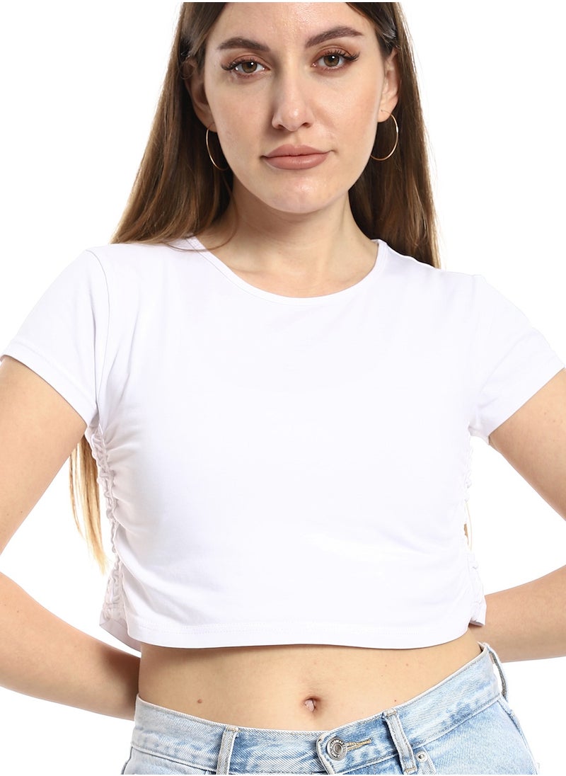MERCH - White crop top - Image 1