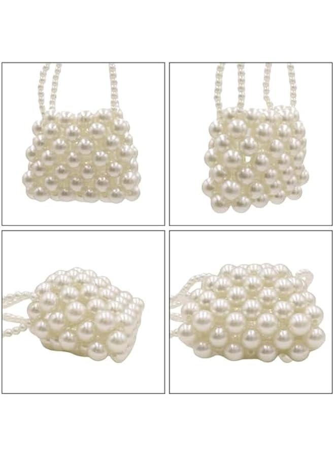 Girls Mini Pearl Purse Clutch Evening Handbag Shoulder Beaded Purse for Women Prom Wedding Coin bag 2 Pearl Straps White - Image 5
