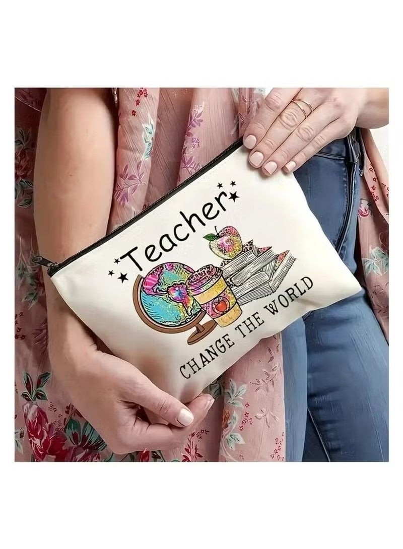 حقيبة مكياج تقدير المعلم - هدية مثالية للتقاعد وأعياد الميلاد والتخرج وعيد المعلم - حقيبة مستحضرات تجميل متينة من البوليستر، غير مقاومة للماء، وخالية من الرائحة - Image 3