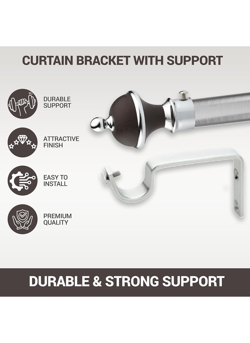 GLOXY GLOXY Manjira Shape Stainless Steel ABS Curtain Bracket Parda Holder with Support 1 Inch Rod Pocket Finials Designer Door and Window Rod Support Fittings Curtain Rod HolderBrown Pair of 4  - Image 2