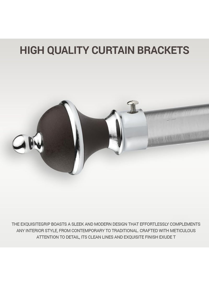 GLOXY GLOXY Manjira Shape Stainless Steel ABS Curtain Bracket Parda Holder with Support 1 Inch Rod Pocket Finials Designer Door and Window Rod Support Fittings Curtain Rod HolderBrown Pair of 4  - Image 4