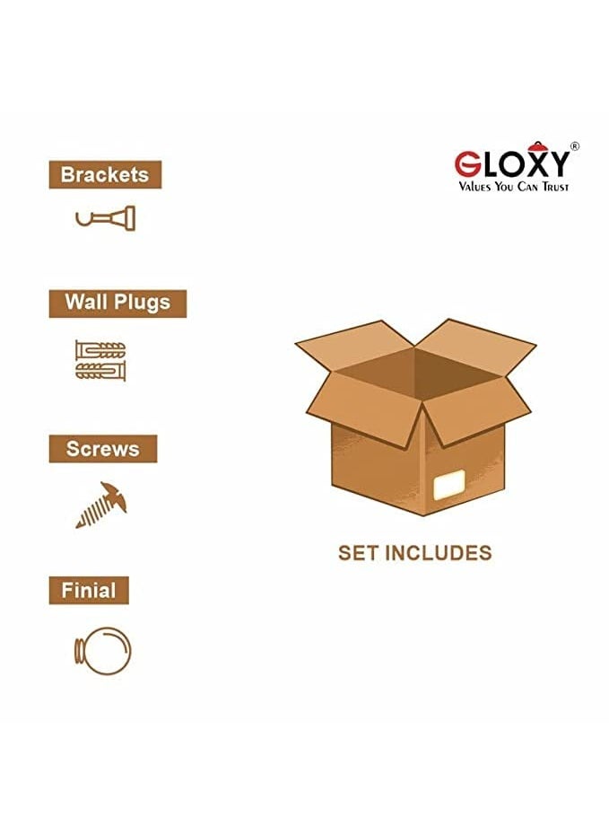 GLOXY GLOXY Manjira Shape Stainless Steel ABS Curtain Bracket Parda Holder with Support 1 Inch Rod Pocket Finials Designer Door and Window Rod Support Fittings Curtain Rod HolderBrown Pair of 4  - Image 5