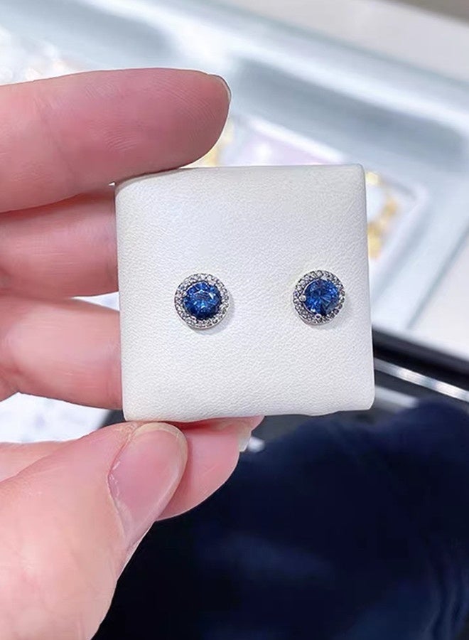 تشوميل مكعب زركونيا 925 فضة أقراط الأزرق السيدات - Image 2