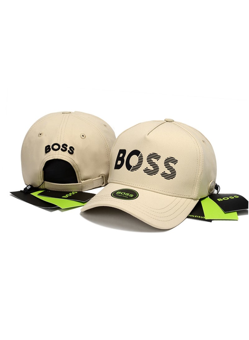 BOSS Beige Baseball Cap with Black Logo