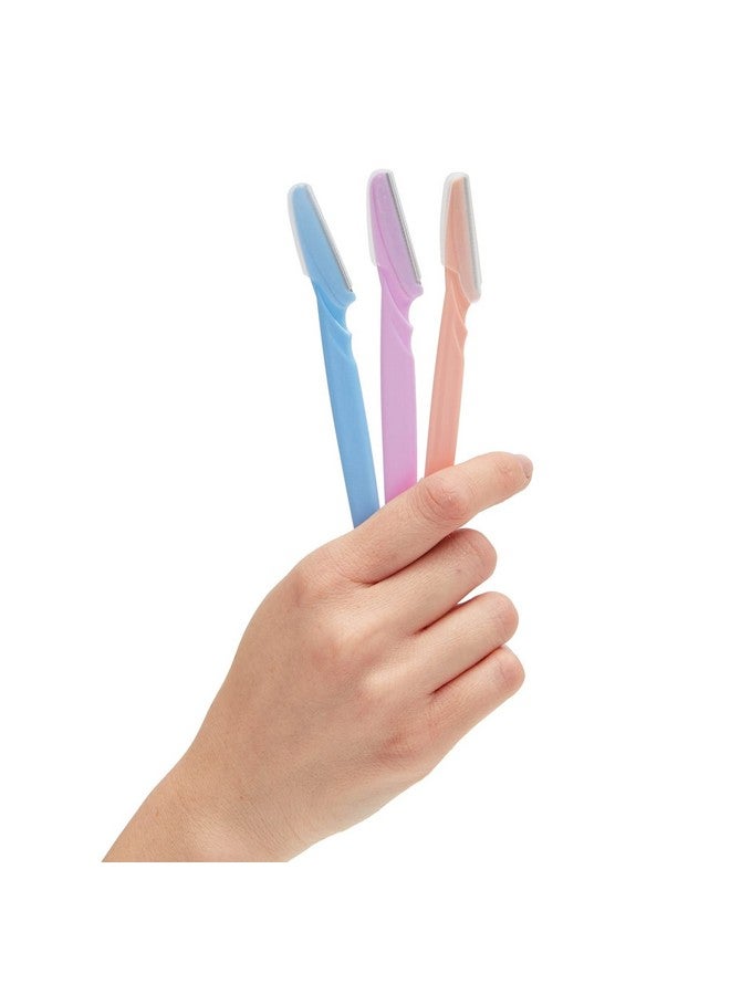 جلامليلي مجموعة من 60 أداة تقشير الوجه، شفرات حلاقة للوجه لإزالة شعر النساء، مجموعة كبيرة من ماكينات الحلاقة مقاس 6 بوصات في 3 ألوان (أرجواني، أزرق، خوخي) - Image 2