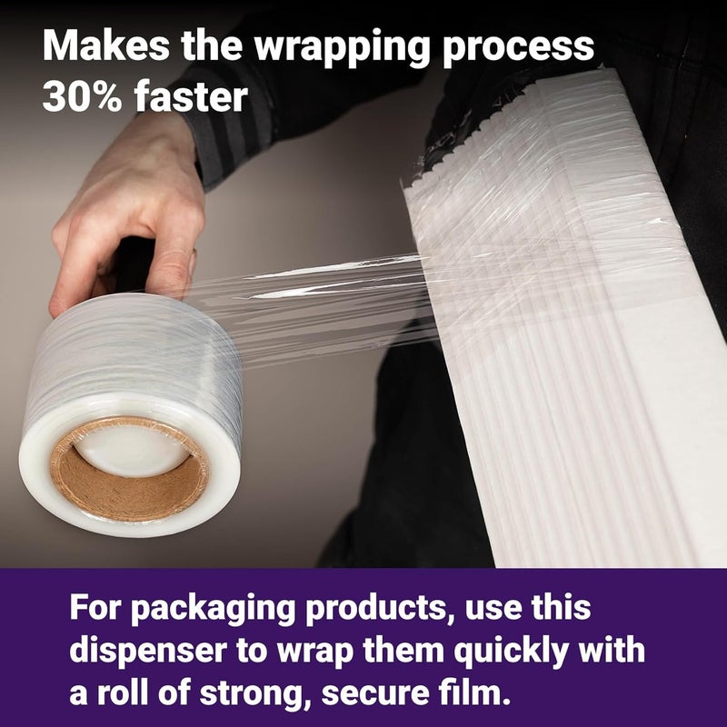 IDL Packaging W-731 Stretch Wrap Dispenser for Mini Film Rolls of 3" Core Size - Lightweight Handle for Shrink Wrap Film with Comfortable Grip - One-Hand Durable Plastic Film Dispenser - Image 5