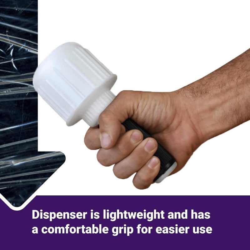 IDL Packaging W-731 Stretch Wrap Dispenser for Mini Film Rolls of 3" Core Size - Lightweight Handle for Shrink Wrap Film with Comfortable Grip - One-Hand Durable Plastic Film Dispenser - Image 3