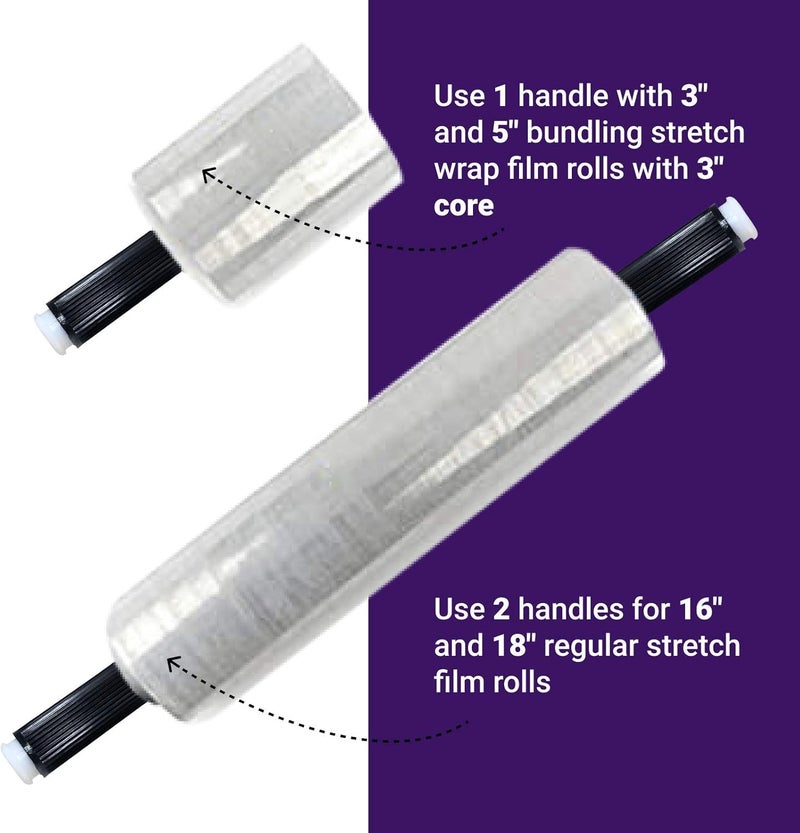 IDL Packaging W-731 Stretch Wrap Dispenser for Mini Film Rolls of 3" Core Size - Lightweight Handle for Shrink Wrap Film with Comfortable Grip - One-Hand Durable Plastic Film Dispenser - Image 4