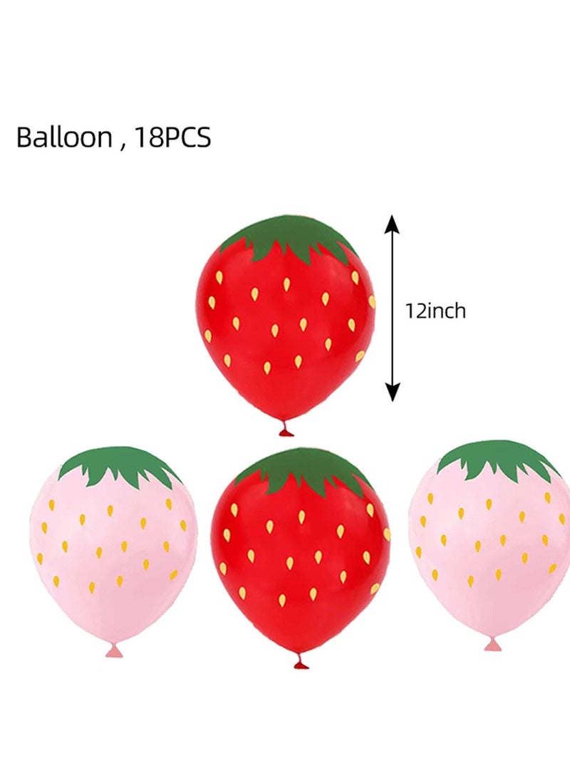 Summer Strawberry Party Tableware Set – 146-Piece Disposable Tableware with Plates, Cups, Napkins, Cutlery, Balloons Decorations  - Image 4