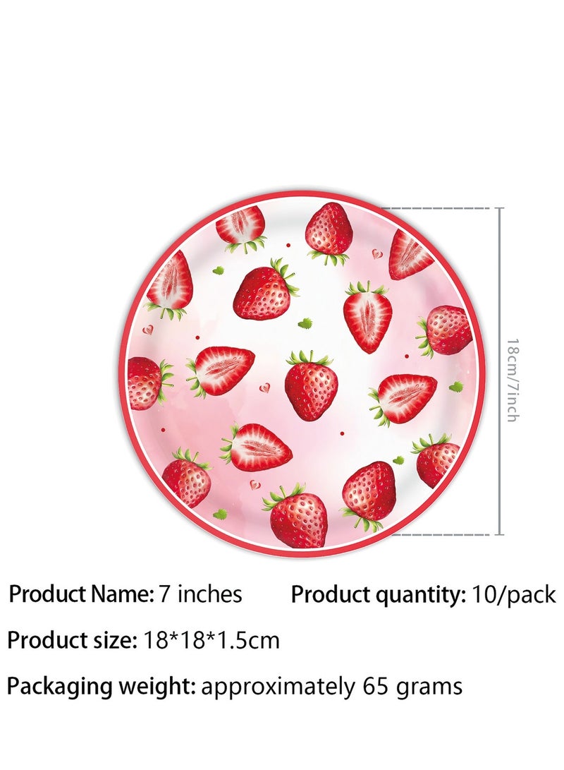 Summer Strawberry Party Tableware Set – 146-Piece Disposable Tableware with Plates, Cups, Napkins, Cutlery, Balloons Decorations  - Image 5