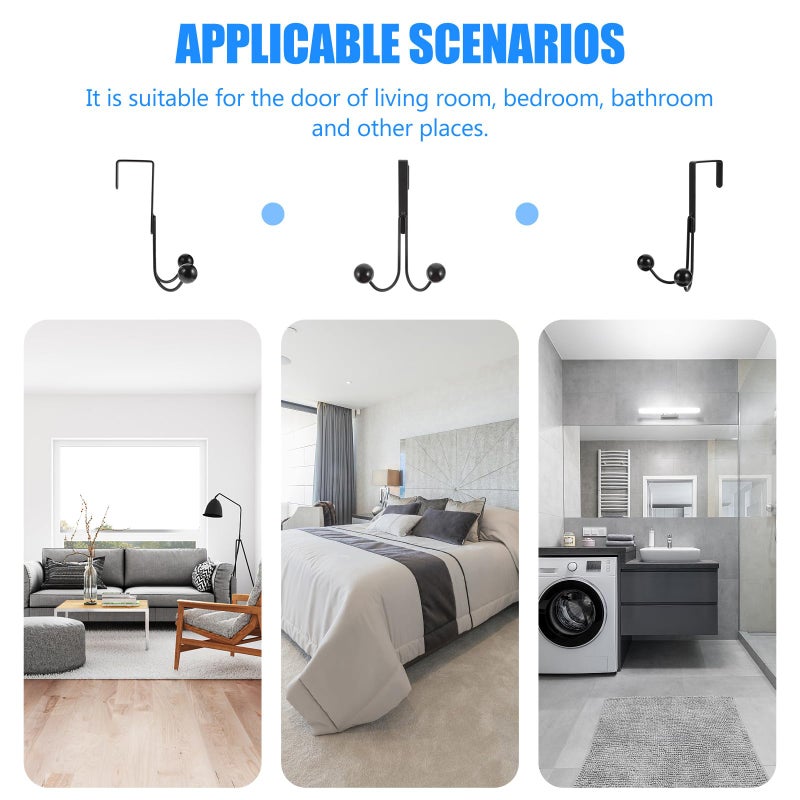 Matte Black Punch Free Double Head Coat Hat Hanger Hooks For Closet Organization 2pcs - Image 4