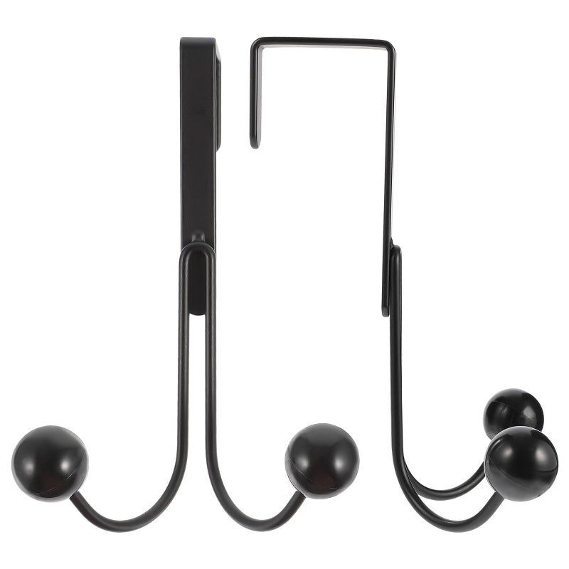 Matte Black Punch Free Double Head Coat Hat Hanger Hooks For Closet Organization 2pcs - Image 2