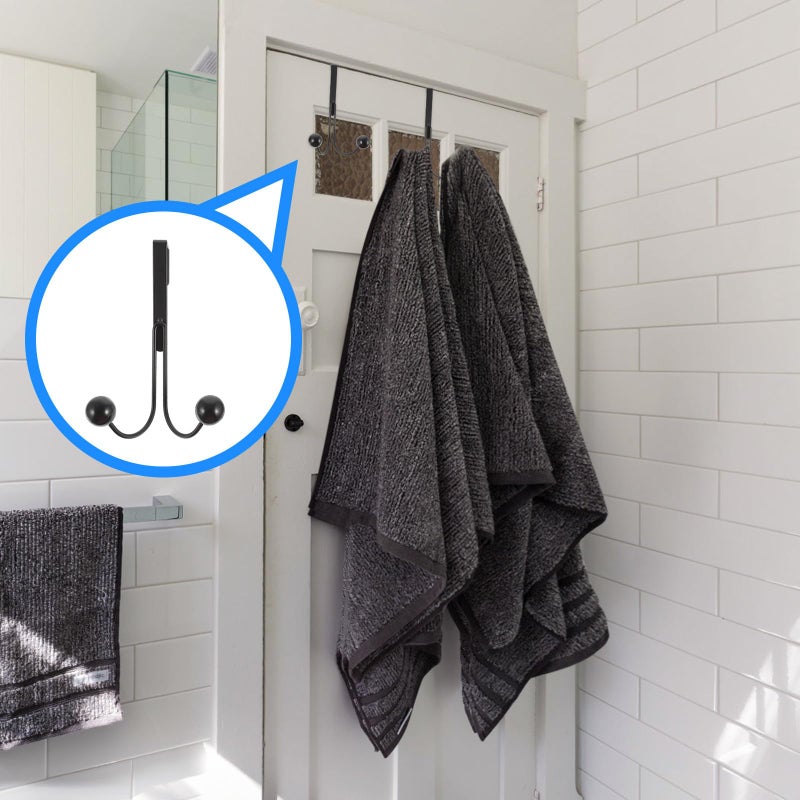 Matte Black Punch Free Double Head Coat Hat Hanger Hooks For Closet Organization 2pcs - Image 5