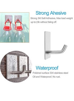 Gonice Duty Adhesive Hooks, Stick on Wall Adhesive Hangers, Strong Stainless Steel Holder, Self Adhesive Hooks for Kitchen Bathroom Home Door Towel Coat Key Robe 6 Packs Silver  - Image 4