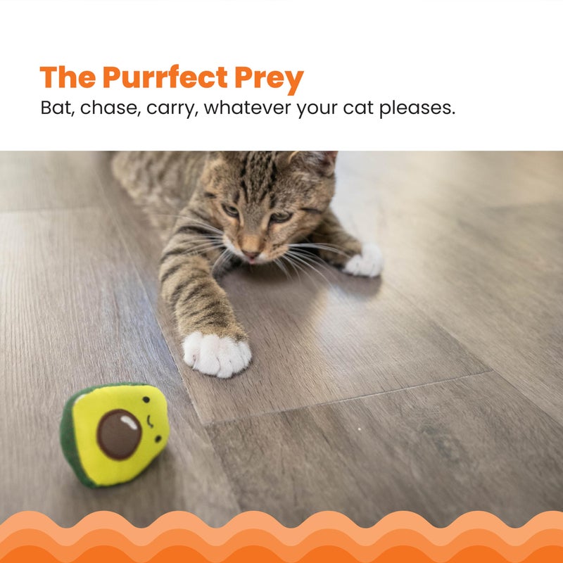 Catstages Lil' Avocato Cat Toy, Interactive Plush Avocado with Catnip, Kicker & Chew Toy for Indoor Cats, Encourages Active Play, Mental Stimulation, Dental Health, and Solo Fun, Green - Image 2